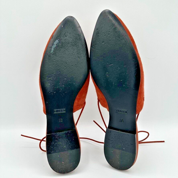 Closed Ankle Wrap Mules Womens Eur 38 Burnt Orange Suede Preppy City Sustainable - Picture 8 of 10